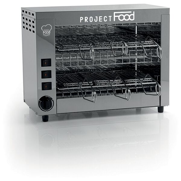 tostiera professionale in acciaio inox con 6 pinze potenza 2800 watt