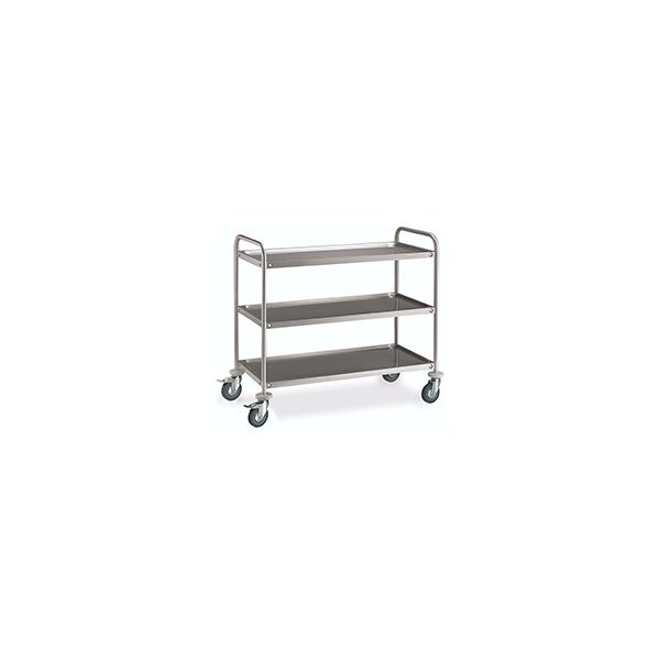 carrello di servizio in acciaio inox con 3 piani e dimensioni l 885 mm x p 590 mm x h 935 mm