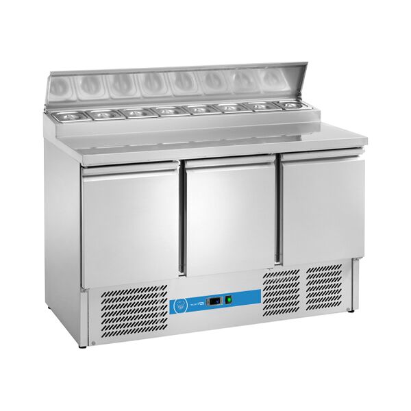 saladette a refrigerazione statica con n° 3 porte e piano in acciaio inox + coperchio temp da +2°c a +8°c