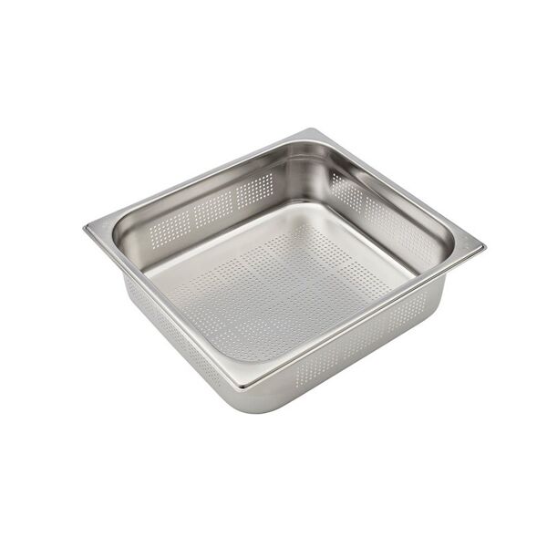 bacinella in acciaio inox formato gn 2/3 con fondo e lati forati altezza 100 mm