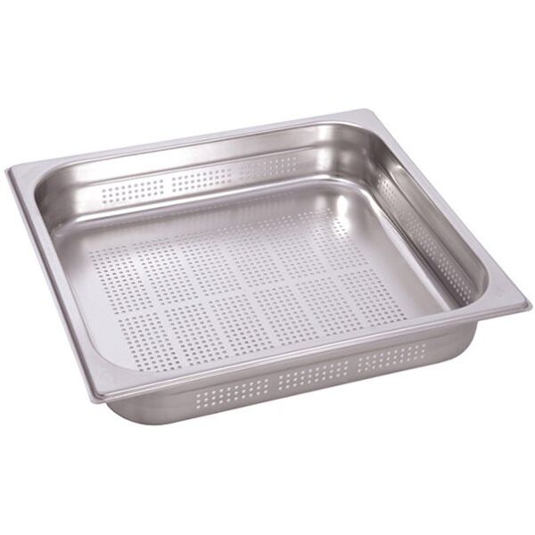 bacinella in acciaio inox formato gn 2/3 con fondo forato altezza 65 mm