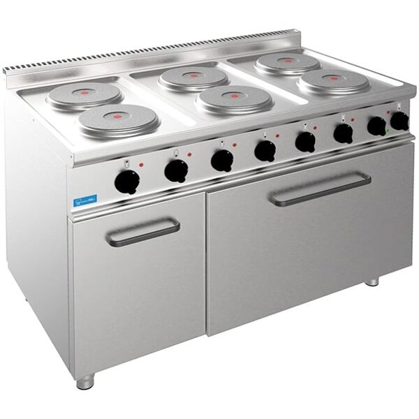 piano cottura elettrico 6 piastre da 2,6 kw Ø 220 mm su forno elettrico gn 2/1 potenza 5,48 kw