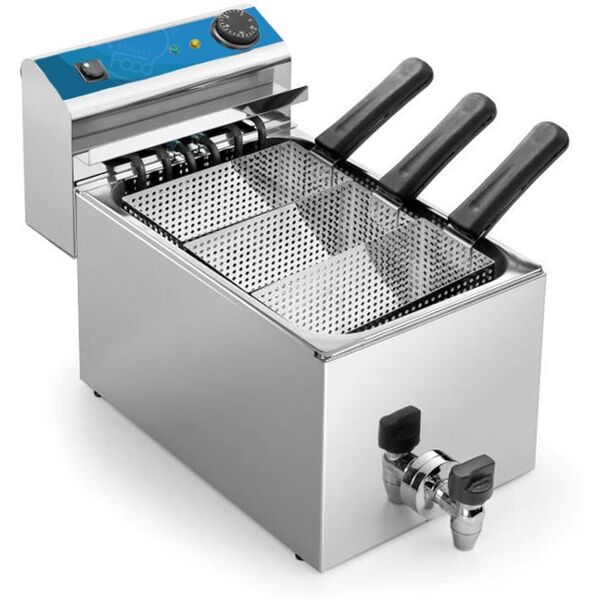 cuocipasta elettrico da banco con vasca da 8 lt completo di n°3 cestelli e rubinetto potenza 6000 watt