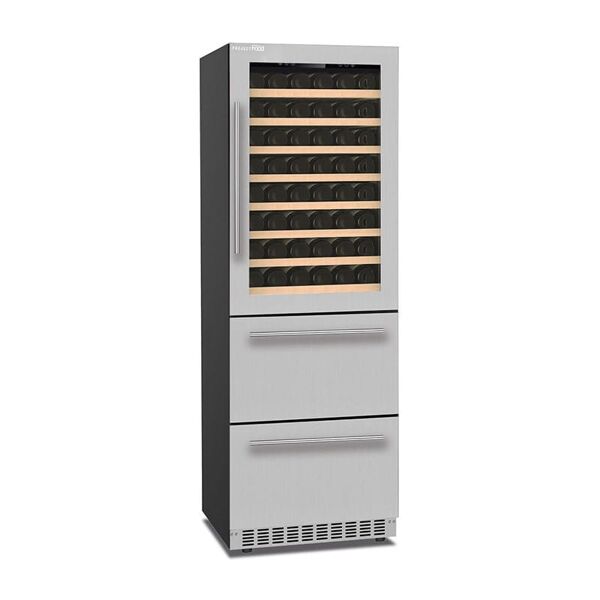 cantina vini premium doppia temperatura con cassetti a refrigerazione ventilata ripiani in legno