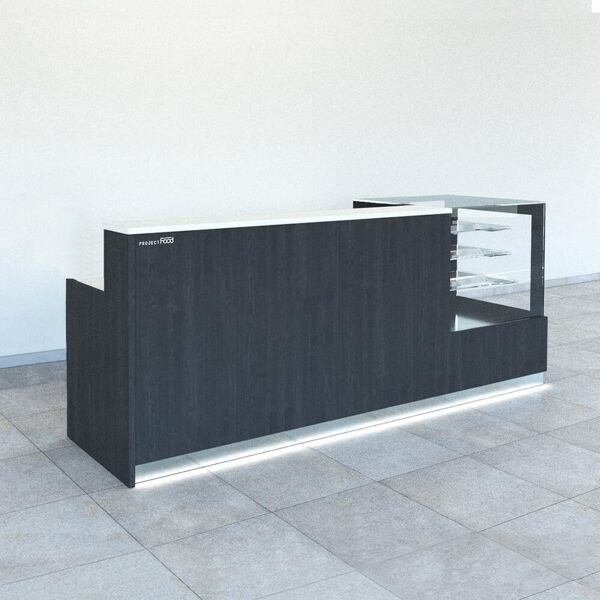 bancone bar con vano refrigerato a 2 sportelli e vetrina l90 cm lunghezza 3 metri