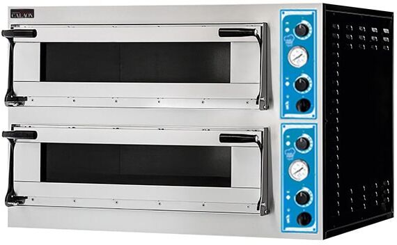 forno pizza elettrico a camera doppia per 6 + 6 pizze Ø 35 cm   3+3 teglie en 60x40 serie glass