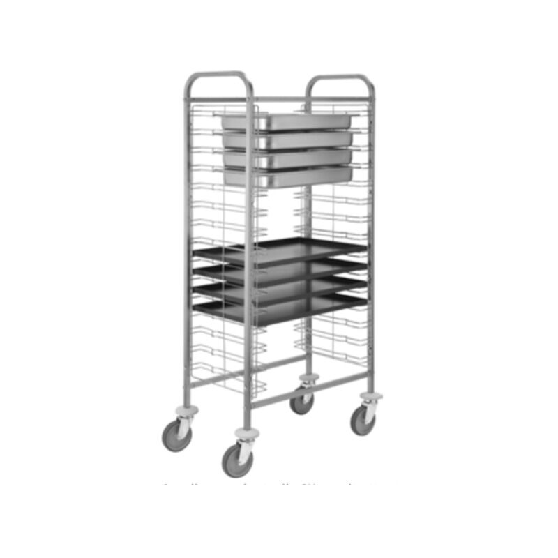 carrello portateglie in acciaio inox per 10 teglie gn1/1 o 600x400 mm l770xp460xh1180 mm