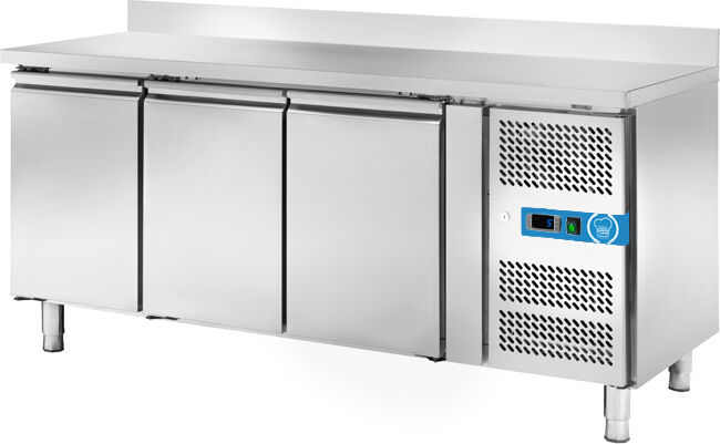 tavolo refrigerato con n° 3 porte en 60x40 con alzatina temp. da -2°c a +8°c prof. 80 cm