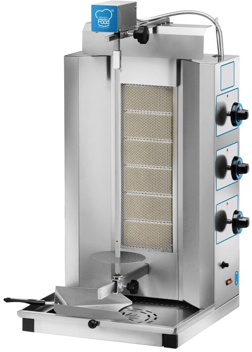 Gyros professionale a gas con 6 bruciatori L480xP500xH940 mm