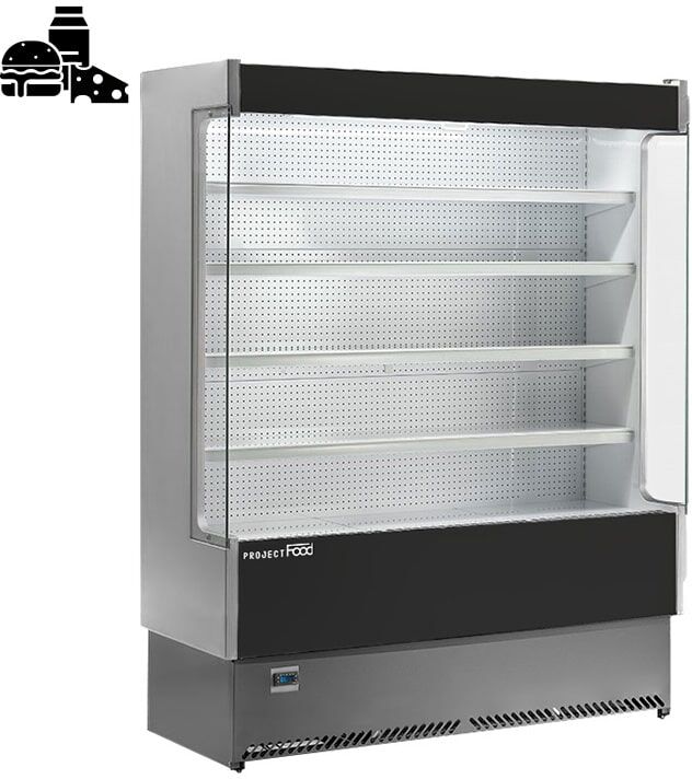 Frigo murale ventilato L 258 cm aperto con tenda notte e temp da +3°C a +5°C serie SN