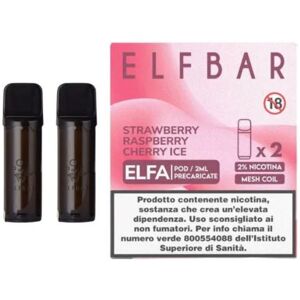 ELF BAR ELFA POD PRECARICATE STRAWBERRY RASPBERRY CHERRY ICE 2 pezzi Nicotina 20 Fragola Lampone Ciliegia Ghiaccio