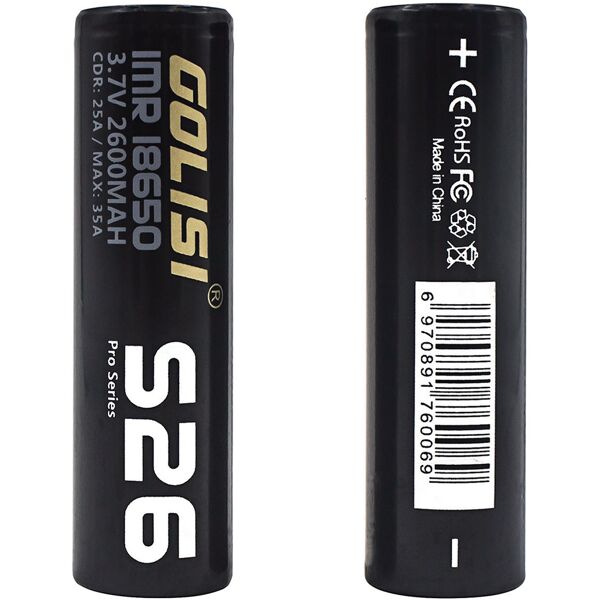 golisi 2pz batteria s26 18650 2600 mah 25a per sigaretta elettronica