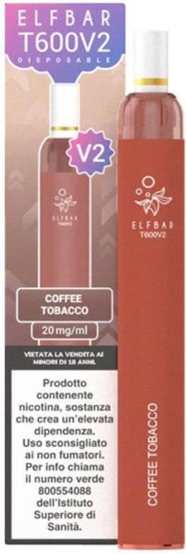 elf bar t600 coffee tobacco nicotina 20 usa e getta tabacco caffe