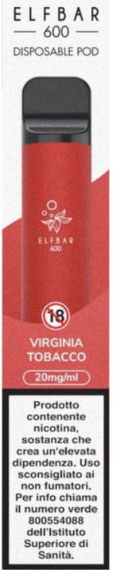 ELF BAR 600 VIRGINIA TOBACCO Nicotina 20 Usa e Getta Tabacco Virginia