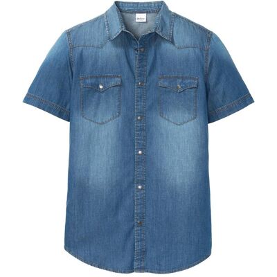 bonprix Camicia a maniche corte in jeans di puro cotone biologico, slim fit 39 bonprix Camicia a maniche corte in jeans di puro cotone biologico, slim fit 39