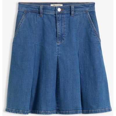 bonprix Gonna di jeans con pieghe, vita media 46 bonprix Gonna di jeans con pieghe, vita media 46