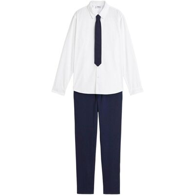 bonprix Pantaloni chino, camicia a maniche lunghe e cravatta (set 3 pezzi) 176 bonprix Pantaloni chino, camicia a maniche lunghe e cravatta (set 3 pezzi) 176