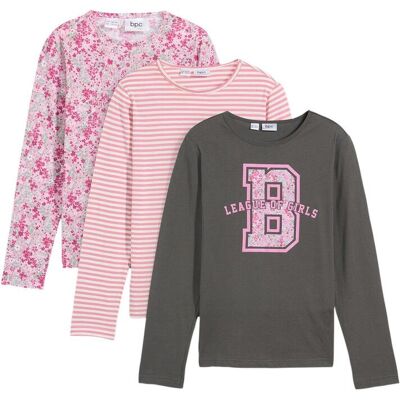 bonprix Maglia con maniche lunghe in puro cotone biologico (pacco da 3) 128 bonprix Maglia con maniche lunghe in puro cotone biologico (pacco da 3) 128