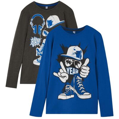 bonprix Maglia a maniche lunghe con cotone biologico (pacco da 2) 128 bonprix Maglia a maniche lunghe con cotone biologico (pacco da 2) 128