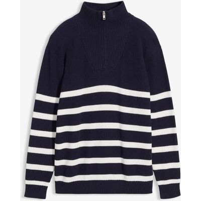 bonprix Maglione con mezza zip in filato fine di puro cotone 128 bonprix Maglione con mezza zip in filato fine di puro cotone 128