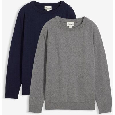 bonprix Maglione in filato fine di puro cotone (pacco da 2) 128 bonprix Maglione in filato fine di puro cotone (pacco da 2) 128