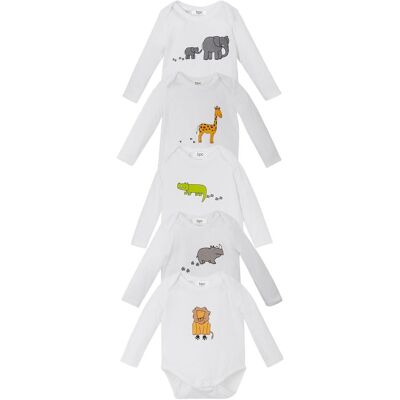 bonprix Body a maniche lunghe in cotone biologico (pacco da 5) 68 bonprix Body a maniche lunghe in cotone biologico (pacco da 5) 68