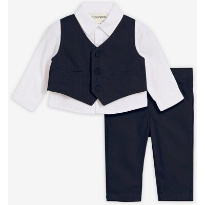 bonprix Completo con camicia, gilet, pantaloni in puro cotone (set 3 pezzi) 86 bonprix Completo con camicia, gilet, pantaloni in puro cotone (set 3 pezzi) 86
