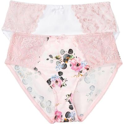 bonprix Slip alto con pizzo delicato (pacco da 2) 46 bonprix Slip alto con pizzo delicato (pacco da 2) 46