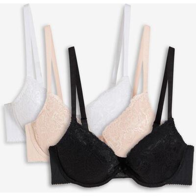bonprix Reggiseno push-up con pizzo fine (pacco da 3) 75 bonprix Reggiseno push-up con pizzo fine (pacco da 3) 75