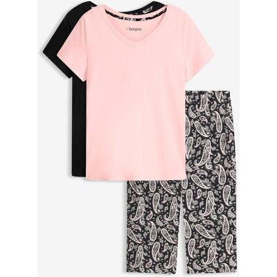 bonprix Pigiama capri in puro cotone (set 3 pezzi) 58 bonprix Pigiama capri in puro cotone (set 3 pezzi) 58