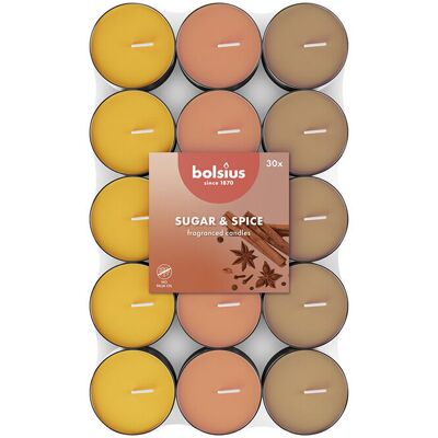 Bolsius - Zucchero e spezie - 30 pezzi - Profumate - Candela tealight Bolsius - Zucchero e spezie - 30 pezzi - Profumate - Candela tealight