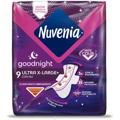 Nuvenia Ultra Notte Extra Large con Ali 9 Assorbenti - Nuvenia Ultra Notte Extra Large con Ali 9 Assorbenti -