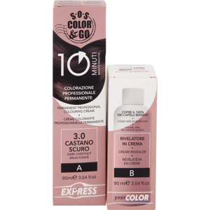 Set di Colore Capelli SOS Color & Go - Permanente, 10 Min, Castano Scuro Set di Colore Capelli SOS Color & Go - Permanente, 10 Min, Castano Scuro