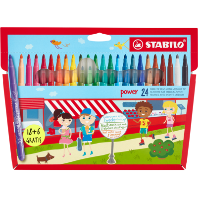 Stabilo Power Pennarelli Punta Media Astuccio 18 + 6 pz - Stabilo Power Pennarelli Punta Media Astuccio 18 + 6 pz -