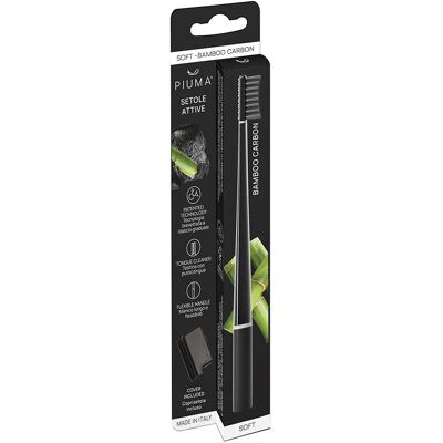 Piuma Spazzolino Bamboo Carbon Black/Magenta - Piuma Spazzolino Bamboo Carbon Black/Magenta -