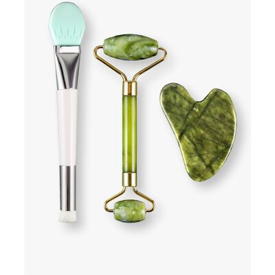 Royal Beauty Kit Viso in Giada Verde con Pennello - Royal Beauty Kit Viso in Giada Verde con Pennello -