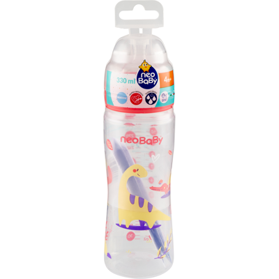 Neo Baby - Biberon Plastica 330 ml Dino Rosa - Bottiglia Neo Baby - Biberon Plastica 330 ml Dino Rosa - Bottiglia