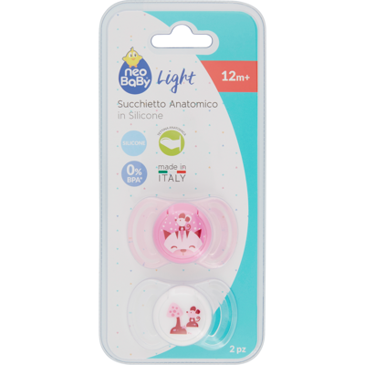 Neo Baby Light Succhietto Anatomico in Silicone 12m+ 2 Pezzi Assortito - Neo Baby Light Succhietto Anatomico in Silicone 12m+ 2 Pezzi Assortito -