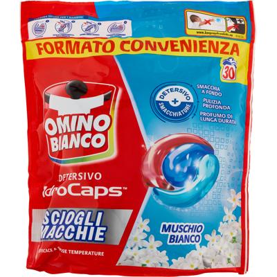 Omino Bianco Detersivo IdroCaps Scioglimacchie Doypack 30 Caps - Omino Bianco Detersivo IdroCaps Scioglimacchie Doypack 30 Caps -