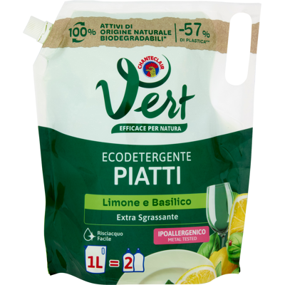 Chanteclair Vert Ecodetergente Piatti Limone e Basilico 1000 ml - Chanteclair Vert Ecodetergente Piatti Limone e Basilico 1000 ml -