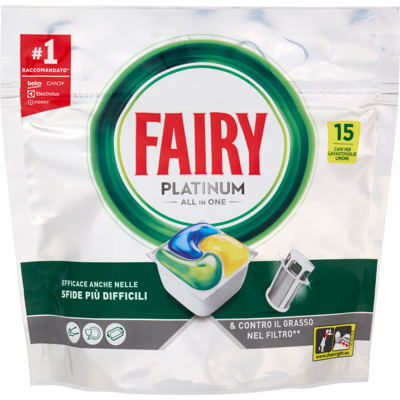 Fairy Platinum Lemon 15 Capsule Lavastoviglie - Fairy Platinum Lemon 15 Capsule Lavastoviglie -