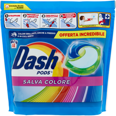 Dash Pods Salvacolore Detersivo Lavatrice 44 Pezzi - Dash Pods Salvacolore Detersivo Lavatrice 44 Pezzi -