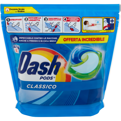 Dash Pods Detersivo Lavatrice Classico 44 Pezzi - Dash Pods Detersivo Lavatrice Classico 44 Pezzi -