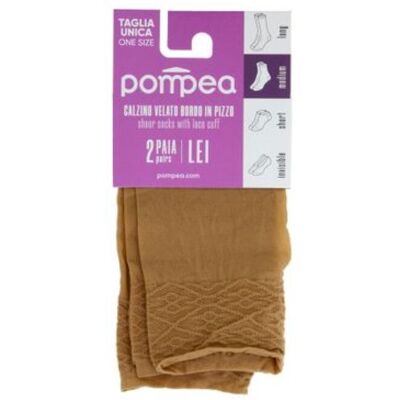 Pompea Calzino Velato Bordo in Pizzo Taglia Unica 2 Paia - Pompea Calzino Velato Bordo in Pizzo Taglia Unica 2 Paia -