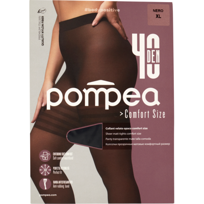 Pompea Comfort Size Collant 40 Den XL Nero - Pompea Comfort Size Collant 40 Den XL Nero -