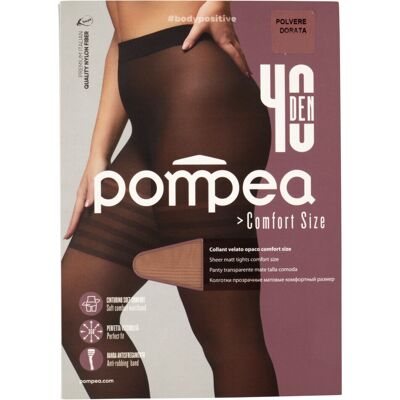 Pompea Comfort Size Collant Velato Comfort Size 40 Den XXL Polvere Dorata - Pompea Comfort Size Collant Velato Comfort Size 40 Den XXL Polvere Dorata -