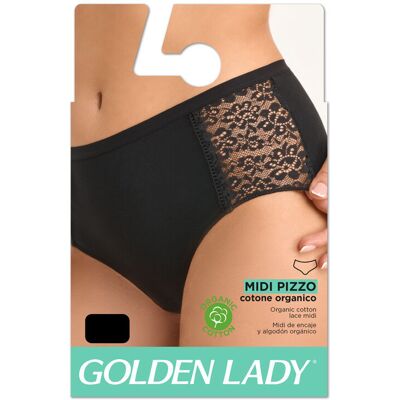 Golden Lady Slip Midi Pizzo Nero Taglia 5-XL - Golden Lady Slip Midi Pizzo Nero Taglia 5-XL -