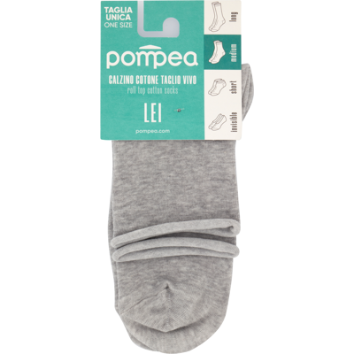 Pompea Lei Calzino Cotone Taglio Vivo Isidora Medium Taglia Unica Grigio Melange - Pompea Lei Calzino Cotone Taglio Vivo Isidora Medium Taglia Unica Grigio Melange -
