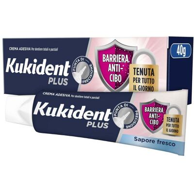 Kukident Plus Barriera Anti-Cibo Sapore Fresco Crema Adesiva per Dentiere 40 g - Kukident Plus Barriera Anti-Cibo Sapore Fresco Crema Adesiva per Dentiere 40 g -