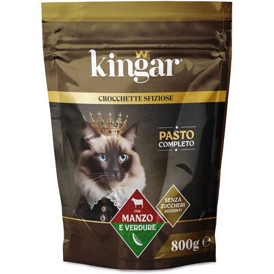 Kingar Cat Busta Crocchette 800g Manzo e Verdure - Kingar Cat Busta Crocchette 800g Manzo e Verdure -